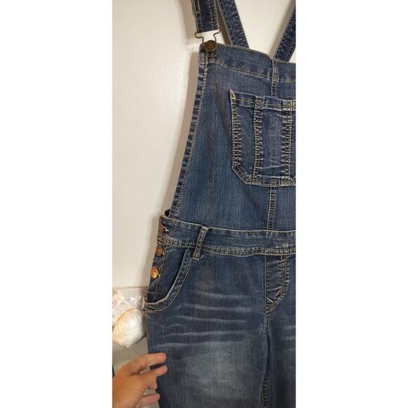 4002) Wallflower Bibs Icy Blue Denim Overall Crisscross (JR) Large - Picture 7 of 9